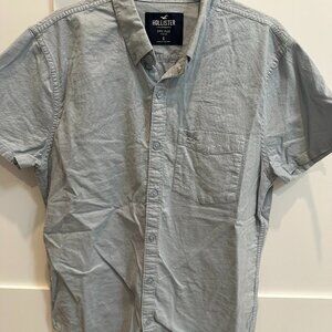 Hollister Light Blue Linen Blend Button-Down Shirt – Size S